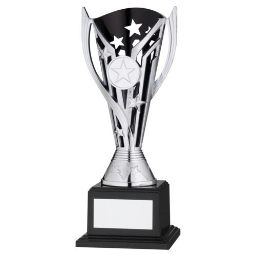 Silver/Black Plastic 'Flash' Cup On Base Assembled Trophy - 8.5" Thumbnail