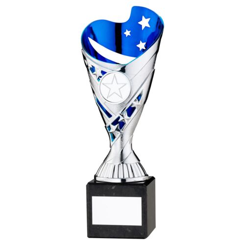 Silver/Blue Plastic 'Sabre' Cup On Blk Marble Assembled Trophy - 6.75" Thumbnail