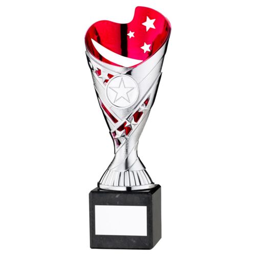 Silver/Pink Plastic 'Sabre' Cup On Blk Marble Assembled Trophy - 7.25" Thumbnail