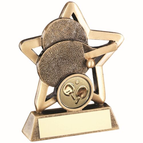 Bronze/Gold Table Tennis Mini Star With Plate  - 4.25" Thumbnail