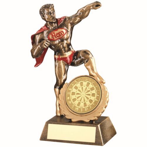 Bronze/Gold/Red Resin Male 'Hero' Award With Darts Insert - 7.25" Thumbnail
