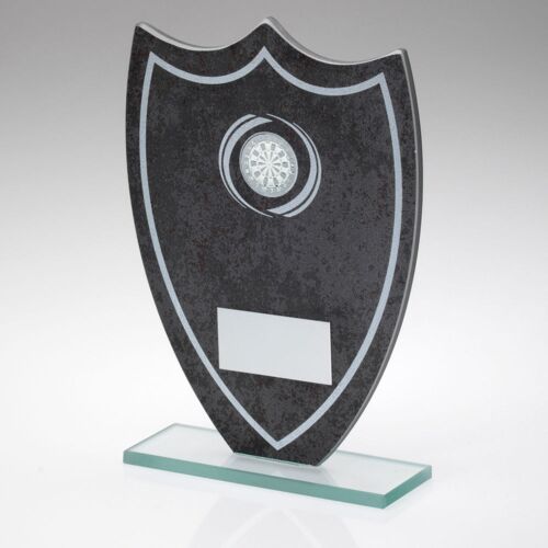Stone Effect Glass Shield With Darts Centre And Plate - 8" Thumbnail