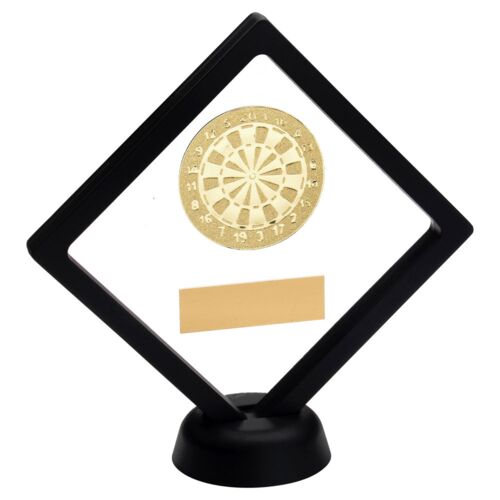 Black/Clear Plastic Box With Darts Insert Trophy Gold - 6" Thumbnail
