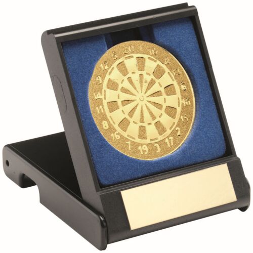 Black Plastic Box With Darts Insert Trophy - Gold 3.5" Thumbnail