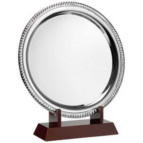 Silver Plated 'Rope' Salver On Wooden Stand - 9.5" Thumbnail