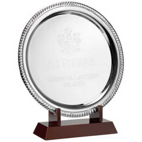 Silver Plated 'Rope' Salver On Wooden Stand - 11.5" Thumbnail