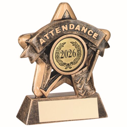 Mini Star 'Attendance' With Plate - Bronze/Gold Attendance  3.75" Thumbnail