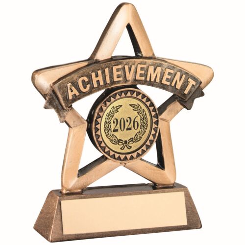 Bronze/Gold Resin Achievement Mini Star With Plate - 4.25" Thumbnail