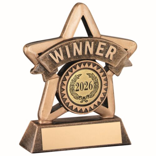 Bronze/Gold Resin Mini Star With Plate - Wnr  4.25" Thumbnail