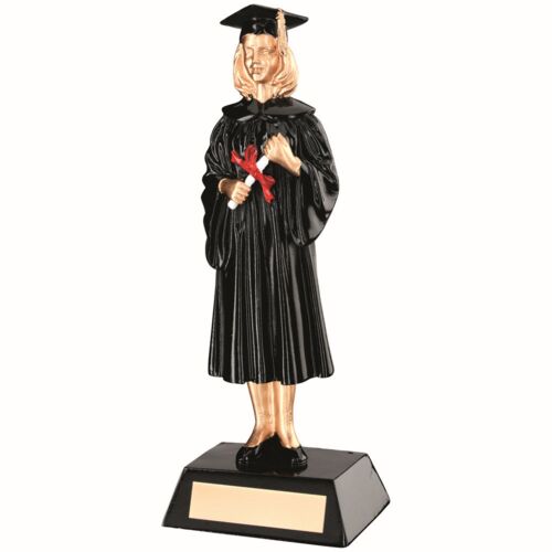 Blk/Gold Resin Female Graduate With Plate - 9.25" Thumbnail