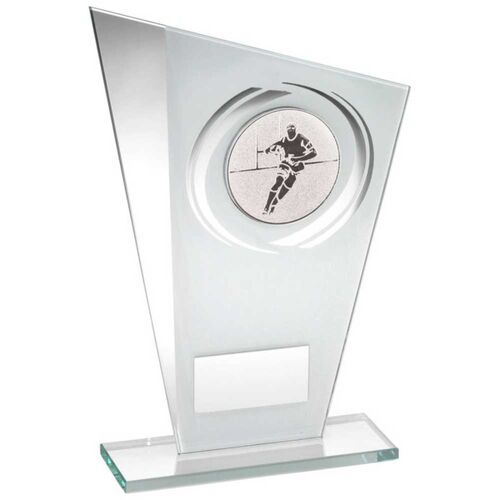 White/Silver Printed Glass Plaque With Quiz Insert With Plate - 6.5" Thumbnail