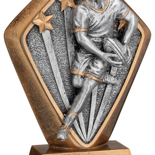 Brz/Gold Diamond Holder With 'Male Rugby' Disc And Plate - 5.25" Thumbnail