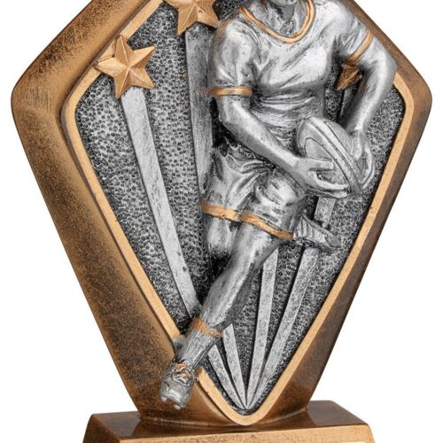 Brz/Gold Diamond Holder With 'Female Rugby' Disc And Plate - 5.25" Thumbnail