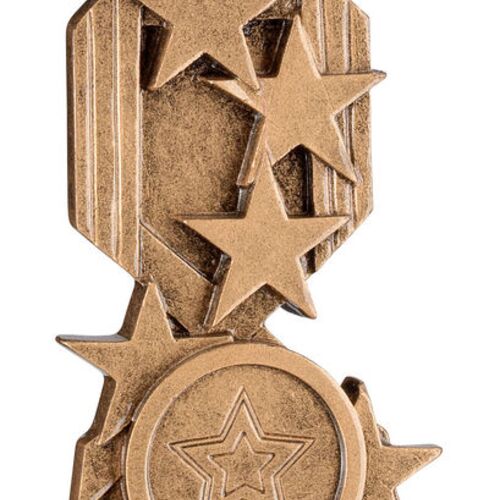 Brz/Pew/Gold Rugby On Stars Flatback With Plate - 6" Thumbnail