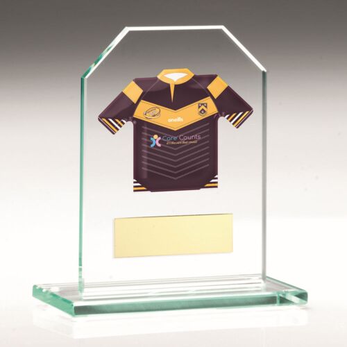 Jade Glass Plaque With Rugby Shirt With Plate -  4.5" Thumbnail