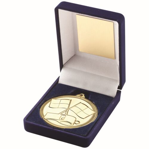 Blue Velvet Box And Medal Referee Trophy - Gold - 3.5" Thumbnail