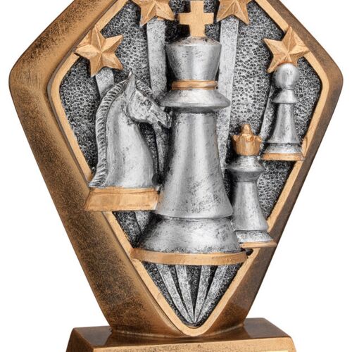 Brz/Gold Diamond Holder With 'Chess' Disc With Plate - 5.25" Thumbnail