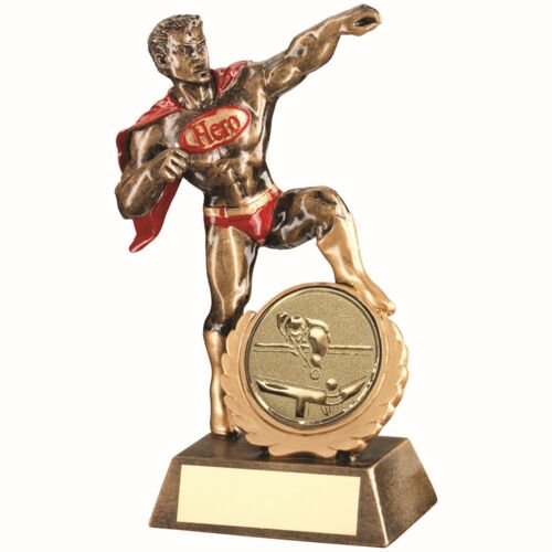 Bronze/Gold/Red Resin Generic 'Hero' Award With Pool/Snooker Insert & Plate - 7.25" Thumbnail