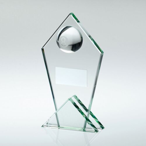 Jade Glass Pointed Plaque With Half Pool Ball And Plate - 8.5" Thumbnail