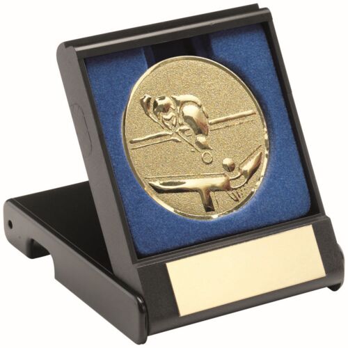 Black Plastic Box With Pool/Snooker Insert Trophy - Gold 3.5" Thumbnail