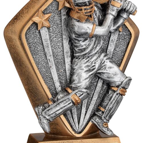 Brz/Gold Diamond Holder With 'Cricket Batsman' Disc With Plate - 5.25" Thumbnail