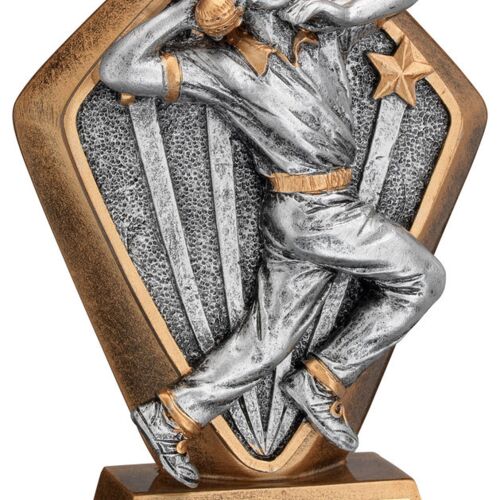 Brz/Gold Diamond Holder With 'Cricket Bowler' Disc With Plate - 5.25" Thumbnail