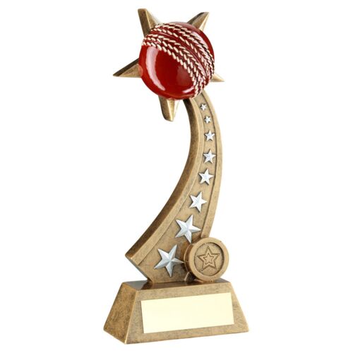 Brz/Pew/Red Cricket Ball On Star Trail With Plate - 8" Thumbnail