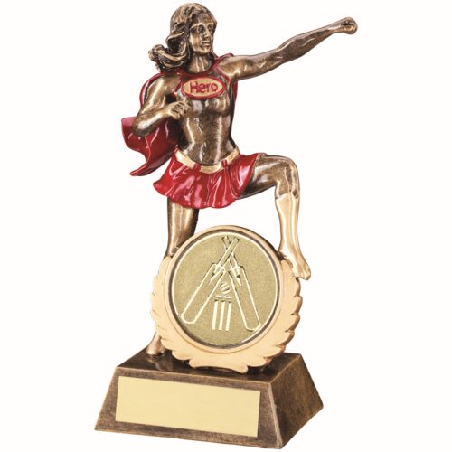 Brz/Gold/Red Resin Female 'Hero' Award With Cricket Insert - 7.5" Thumbnail