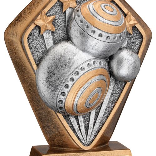 Brz/Gold Diamond Holder With 'Lawn Bowls' Disc With Plate - 5.25" Thumbnail