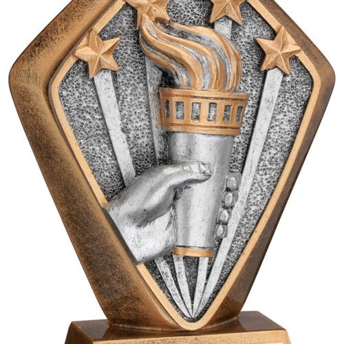 Brz/Gold Diamond Holder With 'Victory Torch' Disc With Plate - 5.25" Thumbnail