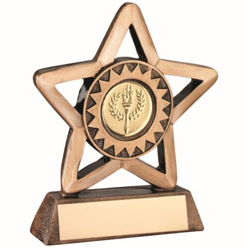 Bronze/Gold Resin Generic Mini Star With Plate - 3.75" Thumbnail