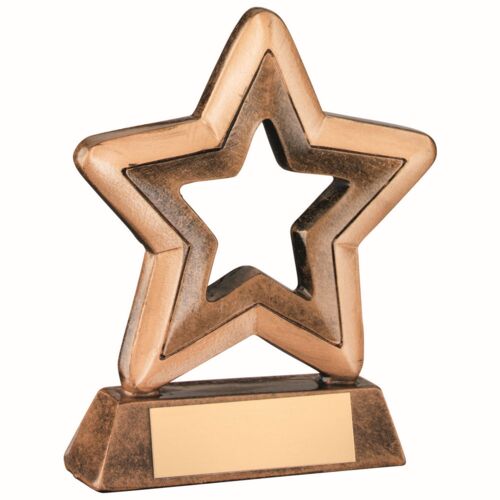 Bronze/Gold Resin Generic Mini Star With Plate - 3.75" Thumbnail