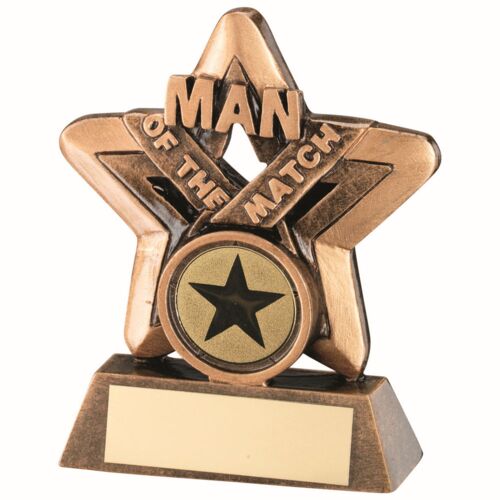 Bronze/Gold Man Of The Match Mini Star With Plate -  3.75" Thumbnail