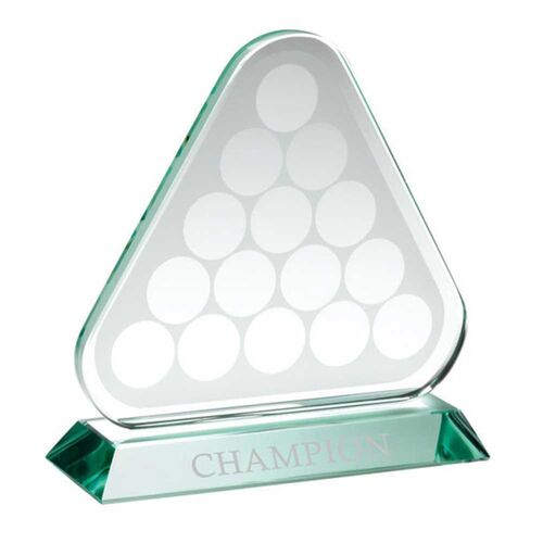 Jade Glass Triangle Plaque With Pool/Snooker Balls  - 6.75" Thumbnail