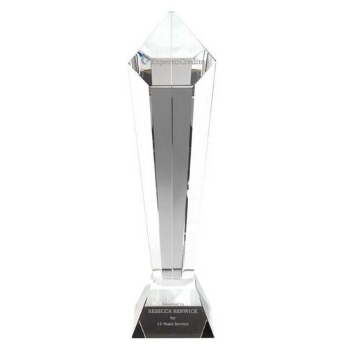 Clear Glass Pentagon Column On Base - 13.75" Thumbnail