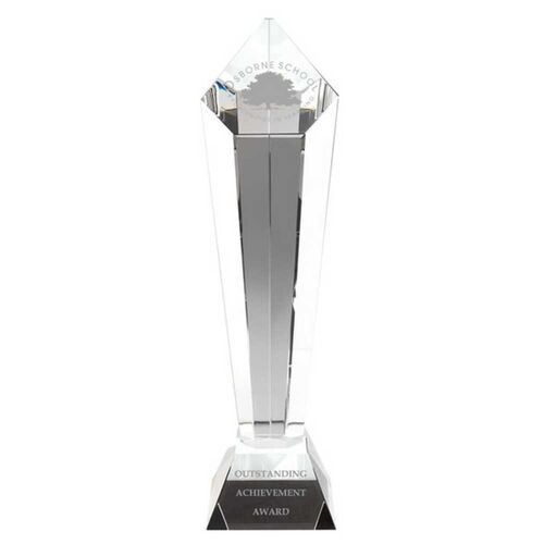 Clear Glass Pentagon Column On Base - 16.75" Thumbnail