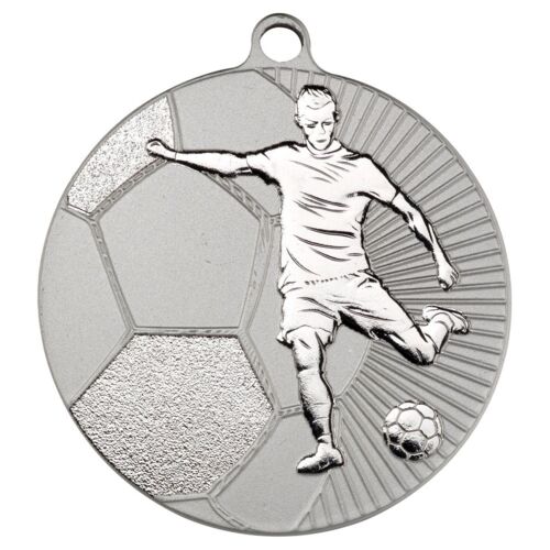 Football 'Two Colour' Medal - Matt Silver/Silver 2.75" Thumbnail