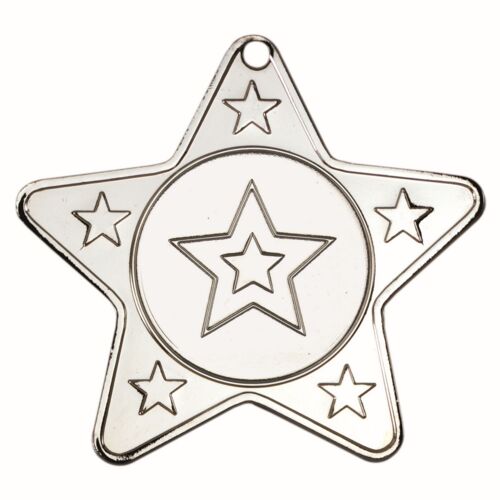 Star Shaped Medal With 5 Mini Stars  - Silver 2" Thumbnail
