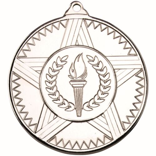 Striped Star Medal  - Silver 2" Thumbnail
