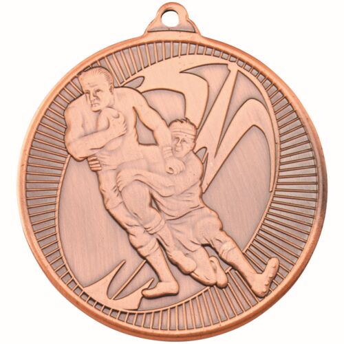 Rugby 'Multi Line' Medal - Bronze 2" Thumbnail