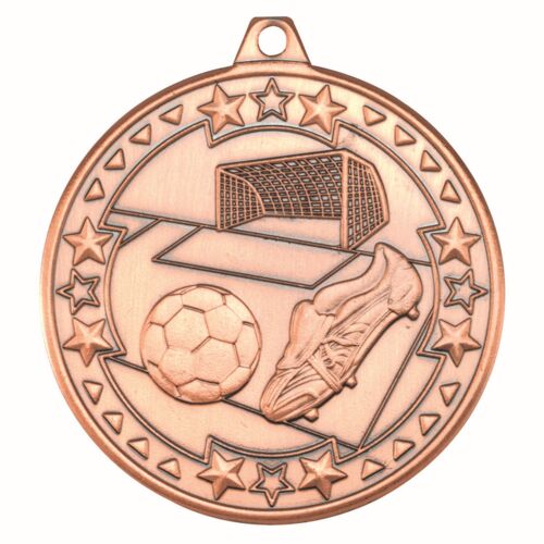 Football 'Tri Star' Medal - Bronze 2" Thumbnail