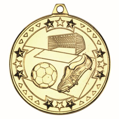 Football 'Tri Star' Medal - Gold 2" Thumbnail