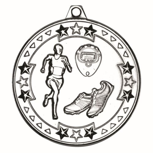 Running 'Tri Star' Medal - Silver 2" Thumbnail