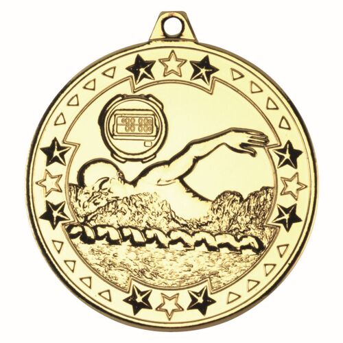Swimming 'Tri Star' Medal - Gold 2" Thumbnail