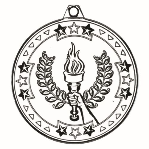 Victory Torch 'Tri Star' Medal - Silver 2" Thumbnail