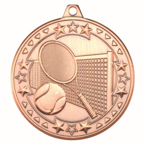 Tennis 'Tri Star' Medal - Bronze 2" Thumbnail