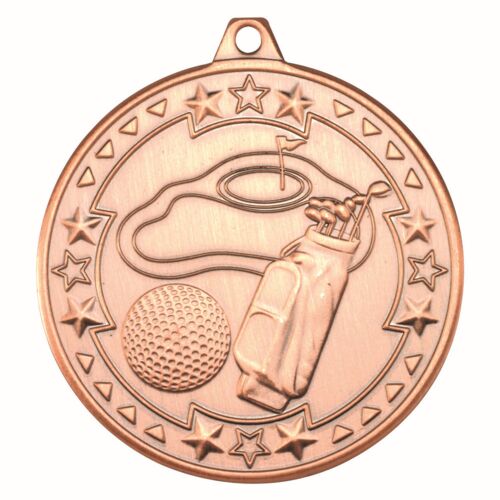 Golf 'Tri Star' Medal - Bronze 2" Thumbnail