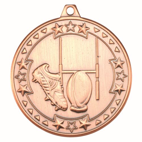 Rugby 'Tri Star' Medal - Bronze 2" Thumbnail