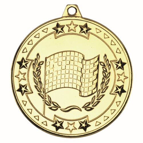 Motor Sport 'Tri Star' Medal - Gold 2" Thumbnail