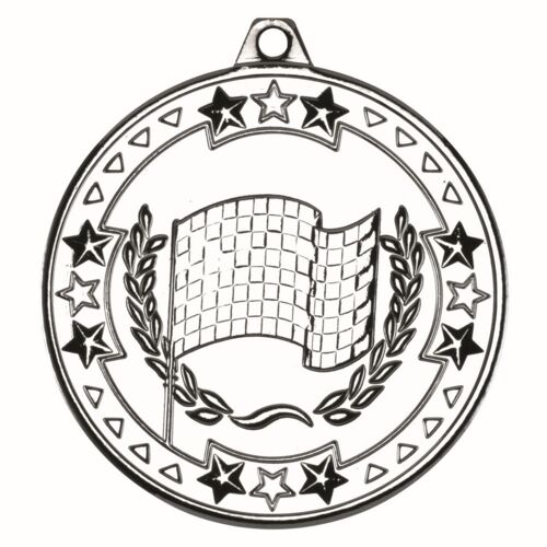 Motor Sport 'Tri Star' Medal - Silver 2" Thumbnail